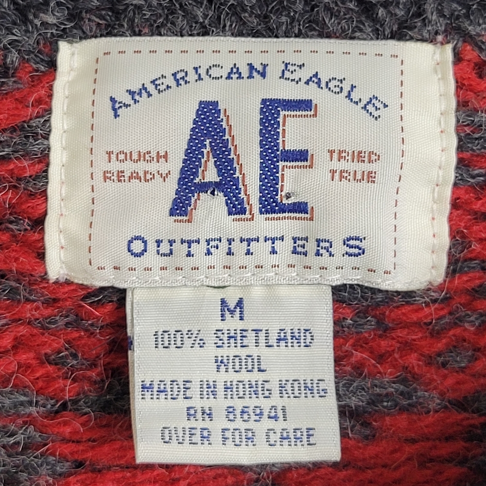 American Eagle AE Vintage Christmas Shetland Wool Cardigan Sweater Nordic - Picture 6 of 7